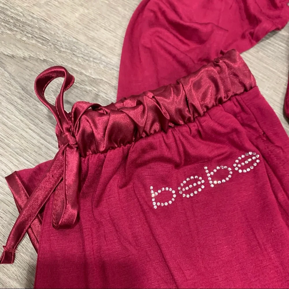 *NWT Bebe Logo Embellished Rhinestone Logo Pajama Sleepwear Set - Picture 5 of 5
